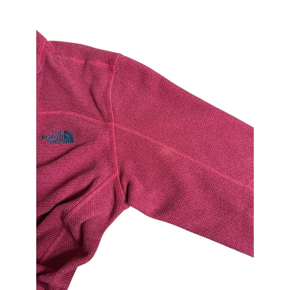 The North Face Pullover Men‎ Medium Red 1/4 Zip Fleece Hiking Waffle Knit Read
